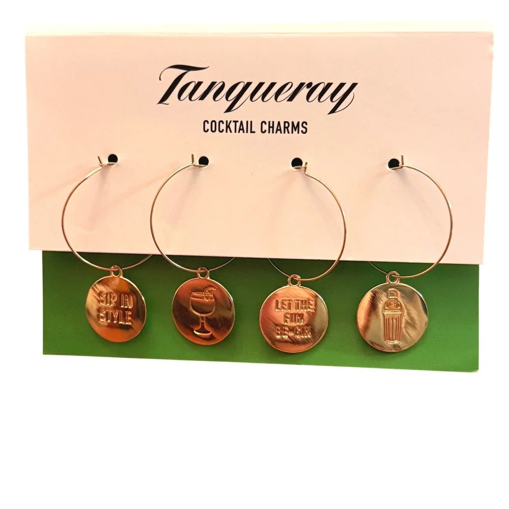12 Tanqueray Cocktail Charms Set Sip In Style Wine Glass‎ Charms Drink Markers